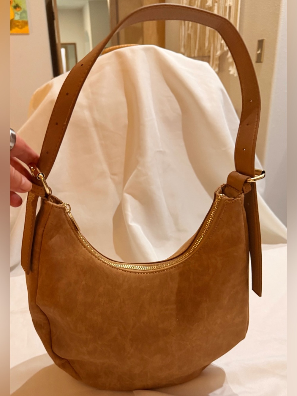 4th + Reckless Camel Faux Leather Shoulder Bag NWOT Adjustable Strap